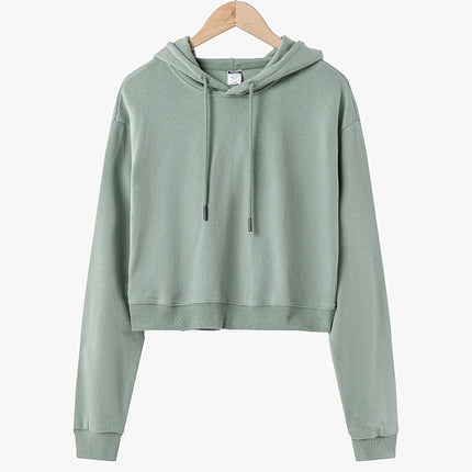 Short W Fashion Crop Top with Hooded Design for Dance Studio Tiktok Live Streaming, Cotton Cross-Border European and American Style Top