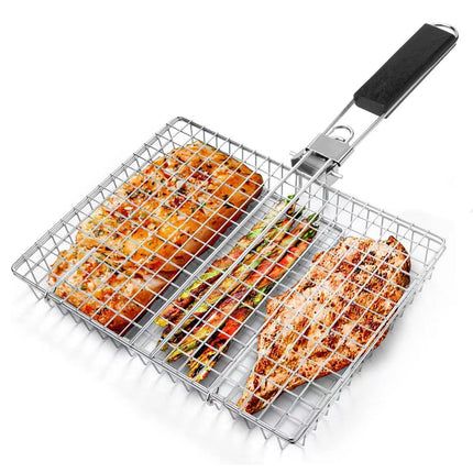 Folding Handle Barbecue Clip Grill Chicken Outdoor Multi-functional Grilled Fish Barbecue Corn Barbecue Mesh Grill Basket