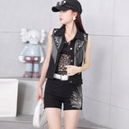 Black vest + shorts [free white nail belt] / S【 40-47.5kg 】