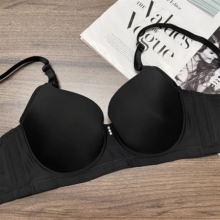 Glossy Seamless Simple Pure Color Versatile Side Breast Adjustable Intimates Large Size Big Breasts Showing Small Push-up Bra
