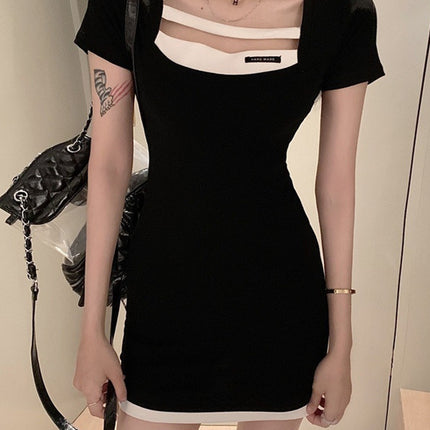 Summer Beware Design Sense Dress Women 2024 New Sexy Tight Hip Dress Small Black Dress Hong Kong Fashion