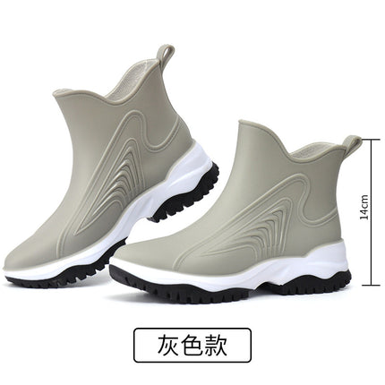 2026 Short-Tube Water Boots for Outdoor Work, Car Washing, Grocery Shopping, Non-Slip Rubber Shoes for Women, Pvc Waterproof Shoes, Rain Boots, Fashionable Style