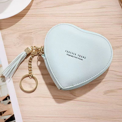 2023 New Korean Style Cute Small Coin Purse Heart Keychain Women's Wallet Coin Bag Mini Love Key