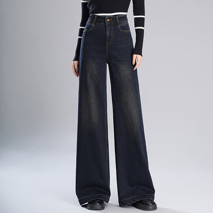 Authentic Wide-Leg Jeans for Women 2025 Spring New High-Waisted Slimming Drape Versatile Straight-Leg Floor-Length Pants