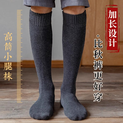 Autumn and Winter Men's Calf Socks Cotton Socks Towel Socks Thickeneded Fleece-Lined Extra Thick Socks Men's Long Socks Long Winter Mid-Tube