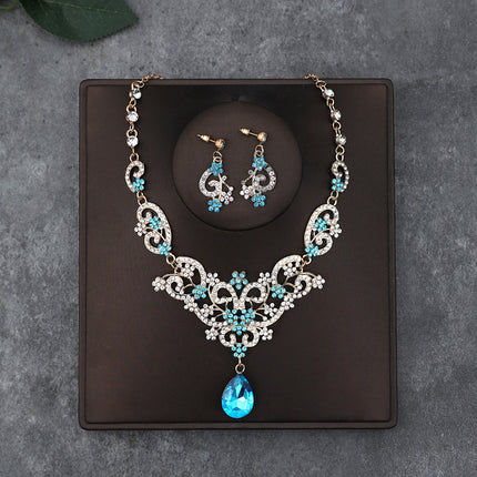 Korean Bride Necklace Earrings Two-piece Decorations Wedding Yarn Wedding Jewelry Wedding Accessories Dance Studio