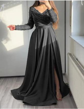 2025 Cross-Border Chest-Wrapped Ruffled Red, Black and Green Mid-Waist Pure Color Elegant Lace Long Skirt Dress Evening Dress