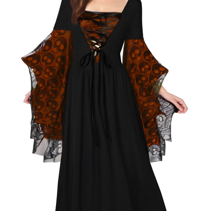 Hot-Selling Cross-Border Amazon Halloween European and American Cosplay Women's Skull Lace Dress Hot Style Plus Color