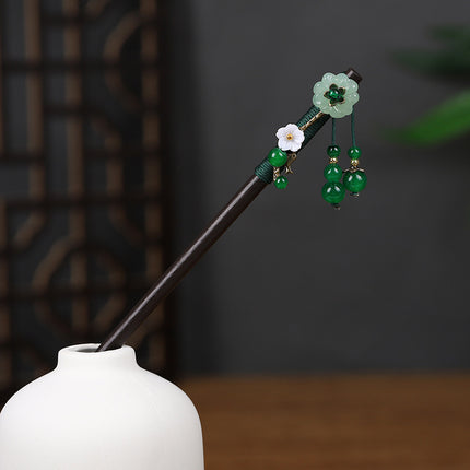 Antique Hairpin Tassel Step Wooden Hairpin Imitation Ebony Headwear Disc Hair Han Clothes Accessories Hair-pulled Ancient Clothes Hair Women