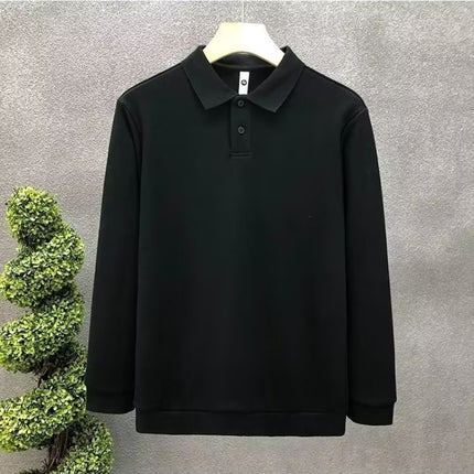 White Long-sleeved Polo Shirt Men's Fashion Brand European 2023 New Autumn Jacket Men's Casual Led Long-sleeved T-shirt