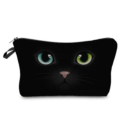 New Black Cat Print Travel Simple Toiletries Bag Women's Cosmetic Bag Travel Portable Zipper Storage Bag Printable