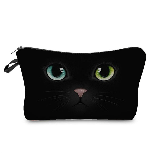 New Black Cat Print Travel Simple Toiletries Bag Women's Cosmetic Bag Travel Portable Zipper Storage Bag Printable