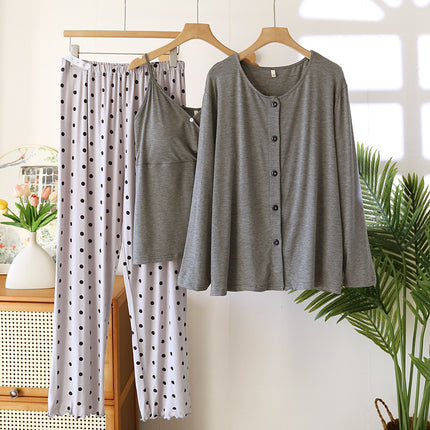 New month clothing spring and summer modal three-piece long sleeve trousers pregnant women nursing pajamas a generation of hair