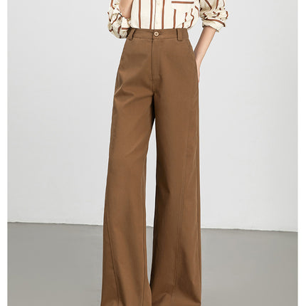 Mingbo Wide-Leg Pants for Women, Loose-Fitting Drop-Leg Pants, 2025 Spring and Autumn New Style, High-Waisted, Slimming, Casual Workwear, Tencel Cotton Pants