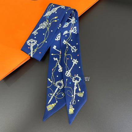New Chain Key Tassel Women's Versatile Streamer Tying Bag Ribbon Headband Ready-Made Small Scarf Scarf Wholesale