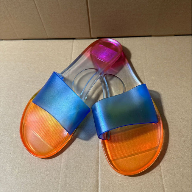 Crystal Slippers for Women Large Size Export Summer Deodorant Candy Color Flats Slippers Cross-Border Large Size 36-42
