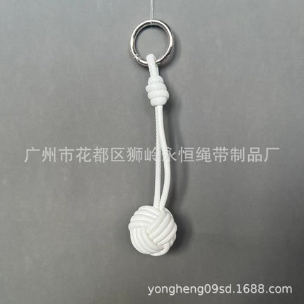 Car Keychain Bag Couple Exquisite Gift Soft Sheepskin Handmade Woven Tennis Ball Monkey Fist Hanging Bag