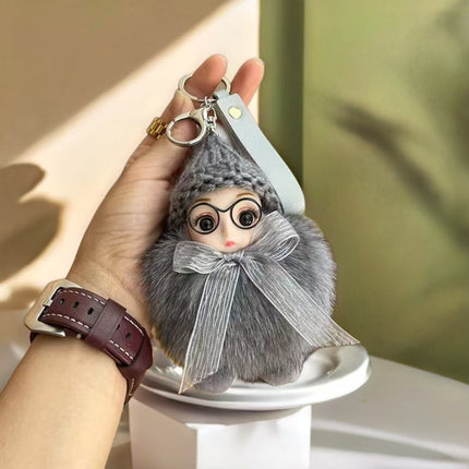 Fox Real Hair Ball Internet Celebrity Small Pendant Sleeping Doll Advanced Sense Doll Pendant Car Keychain Pendant for Women