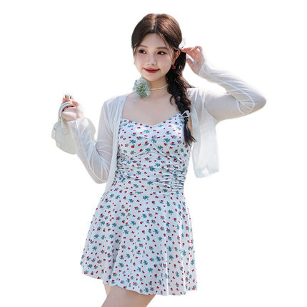 Swimsuit for Women, Summer Sexy One-Piece Dress, Plus Size, Slightly Chubby Girl, Conservative, Tummy-Concealing, Slimming, Korean Ins Style, Hot Spring Bathing