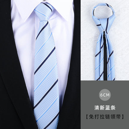 Dress Business Tie Men's and Women's Groom Wedding Black Zipper Korean Narrow No Lazy Striped Bow Tie Plaid