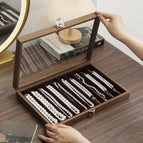 Walnut grain long necklace box (10 compartments)