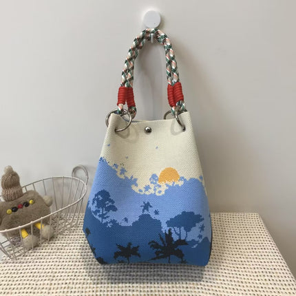Niche design black and white diamond knitted tote bag handbag casual versatile large capacity messenger bag factory direct sales