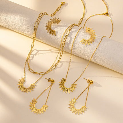 European and American fashion jewelry cross-border foreign trade INS wind gold-plated stainless steel fan-shaped exaggerated personality earrings women wholesale