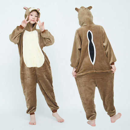 Mixed batch autumn and winter flannel adult cartoon conjoined animal pajamas tigers home clothes toilet thickened wholesale