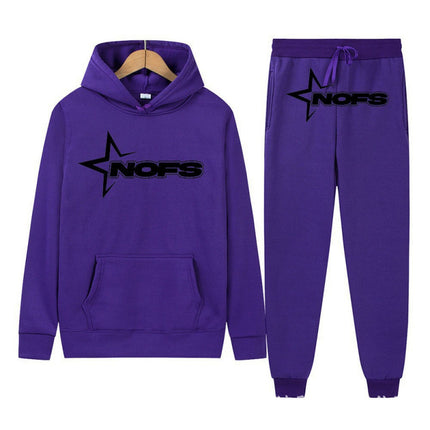 Y2K New Long Sleeve Noes Hoodie Suit Sweatshirt Two-Piece Punk Band Rock Clothing Streetwear