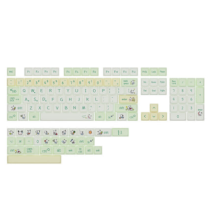 XDA Height Pacha Dog Theme Pattern Yellow Green Keycap Thermal Sublimation Mechanical Keyboard Cap Small Full Set PBT Keycap