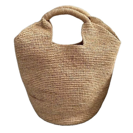 2026 New High-End Raffia Woven Bag, Handmade Straw Bag, Seaside Vacation Beach Bag, Hand-Held Tote Bag