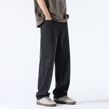 Danbani Thin Lyocell New Black Retro Jeans Men's Trendy American Straight-Leg Drape Floor-Length Pants
