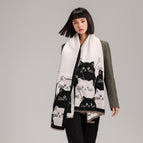 What a cute kitten black / 180x65cm imitation cashmere