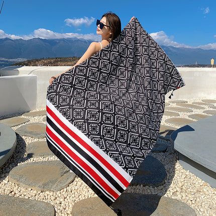 Ethnic Style Printed Silk Scarf Women's Seaside Travel Sun Protection Gauze Air Conditioning Warm Scarf Versatile Long Shawl