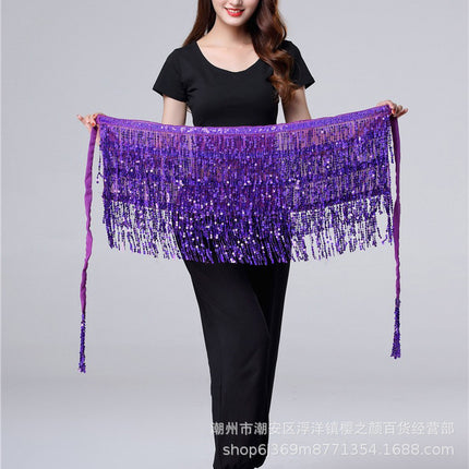 Halloween in stock Belly Dance Performance Costume Sequins Tassel Hips Bead Pieces Waist Chain Indian Dance Waist Towel Wholesale