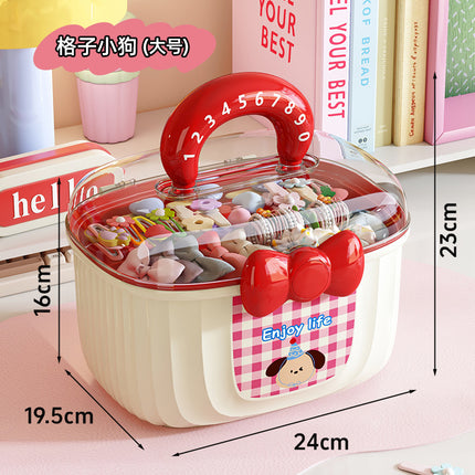 Dopamine Hair Jewelry Box Children's Cartoon Double Layer with Separated Large Capacity Hairpin Jewelry Plastic Portable Storage Box