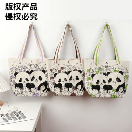 Large-Capacity Tote Bag, Shoulder Bag, Souvenir Gift, Versatile Backpack, Popular Spring and Summer Panda Grandpa Cartoon Knitted Bag