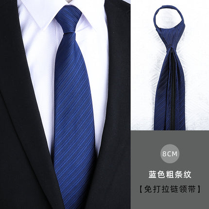 Dress Business Tie Men's and Women's Groom Wedding Black Zipper Korean Narrow No Lazy Striped Bow Tie Plaid