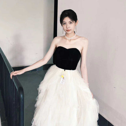 French Style Light Wedding Dress Tube Top High-end Light Luxury Banquet Tube Top Evening Dress Adult Ceremony Birthday Performance Princess Tutu Dress