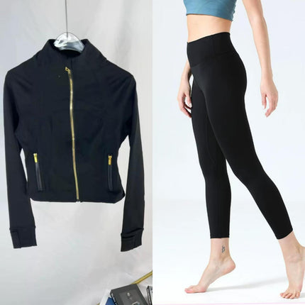 New Gold Label Stand-Up Collar Short Jacket Suit Sports Yoga Wear Slimming Sports Jacket Women's Lulu Swai