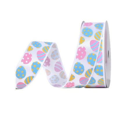 Cross-border Easter Decoration Heat Transfer Flower Ribbon Cartoon Rabbit Egg Ribbon Holiday Gift Gift Box Packaging Belt