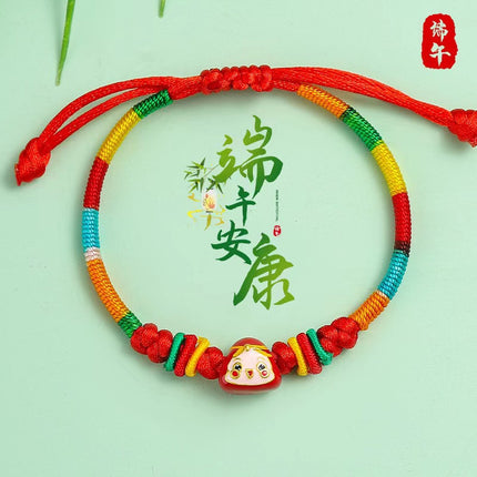 Colorful Leather String Zongzi Baby Woven Zongzi Bracelet for Children and Adults, Ethnic Style Bracelet, Red String Dragon Boat Festival Bracelet