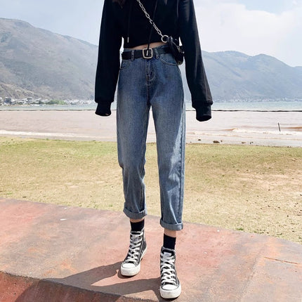 High Waist Harlan Jeans Women's Fashion All-match New Loose Cropped Straight Carrot Pants