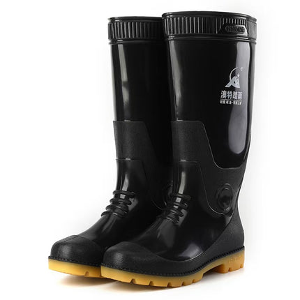 Rain Boots Aote Stepping High-Top Men's 808 Black Thickeneded High-Top Labor Protection Rain Boots Construction Site Work Waterproof Water Boots
