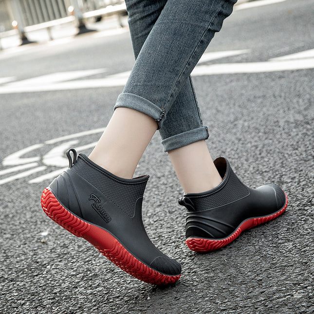 2026 Cross-Border Short-Tube Women's Outdoor Waterproof Rain Boots, Wear-Resistant Low-Top Rain Boots, Rubber Boots, Women's Water Shoes