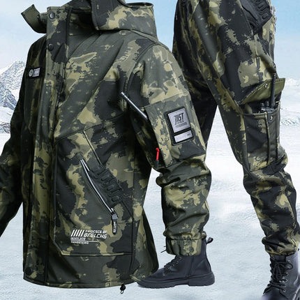 Winter Velvet Water-Style Jacket, Outdoor Work Clothes, Wear-Resistant Work Clothes, Cold and Warm Labor Protection Suit