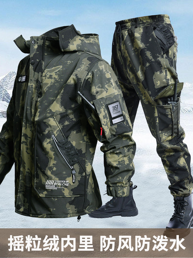 Winter Velvet Water-Style Jacket, Outdoor Work Clothes, Wear-Resistant Work Clothes, Cold and Warm Labor Protection Suit