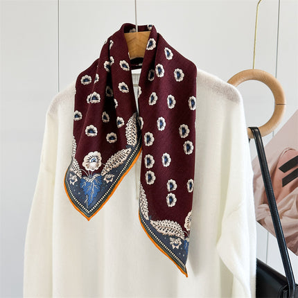 [Chinese Silk and Wool Collection] High-End Silk Wool Scarf for Women Double-Sided Printed Silk Wool Shawl Scarf