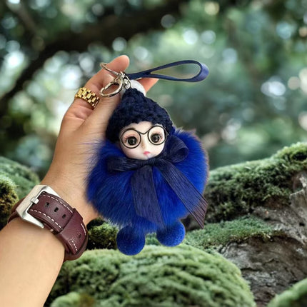 Fox Real Hair Ball Internet Celebrity Small Pendant Sleeping Doll Advanced Sense Doll Pendant Car Keychain Pendant for Women