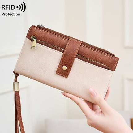 Cross-Border New Rfid Anti-Magnetic Women's Wallet with Multiple Card Slots 70% off Long Wallet European and American Retro Fashion Clutch Bag
